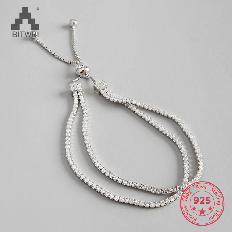 Real 925 Sterling Silver Bracelet Fine Jewelry Double Layer Zircon Adjustable Bracelets for Women Ladies Gifts
Real 925 Sterling Silver Bracelet Fine Jewelry Double Layer Zircon Adjustable Bracelets for Women Ladies Gifts