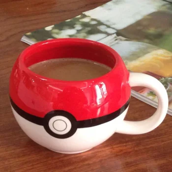 

2019 New 320mL Cartoon Pokemon Poke Ball Mug Pikachu Handgrip Ceramic Water Milk Tea Coffee Mug Cup for Children Surprise Gifts