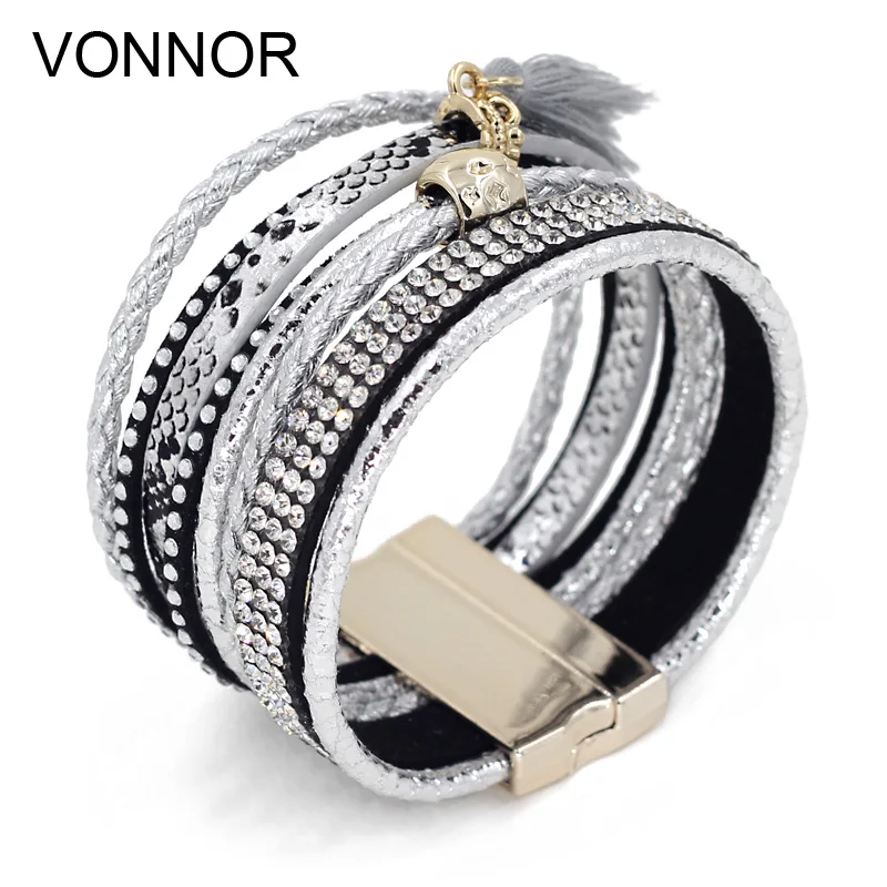 VONNOR Jewelry Multilayer Rope Rhinestone Tassels Accessories Women Bangle Bracelet Magnetic Clasp Warp Bracelets Female Girls
VONNOR Jewelry Multilayer Rope Rhinestone Tassels Accessories Women Bangle Bracelet Magnetic Clasp Warp Bracelets Female Girls