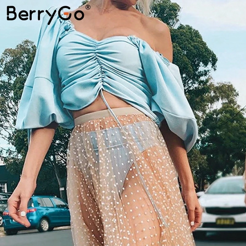 BerryGo Lantern sleeve women crop top Sexy loose lace up female tank tops camis Casual chic summer ladies short camisoles 2019
BerryGo Lantern sleeve women crop top Sexy loose lace up female tank tops camis Casual chic summer ladies short camisoles 2019