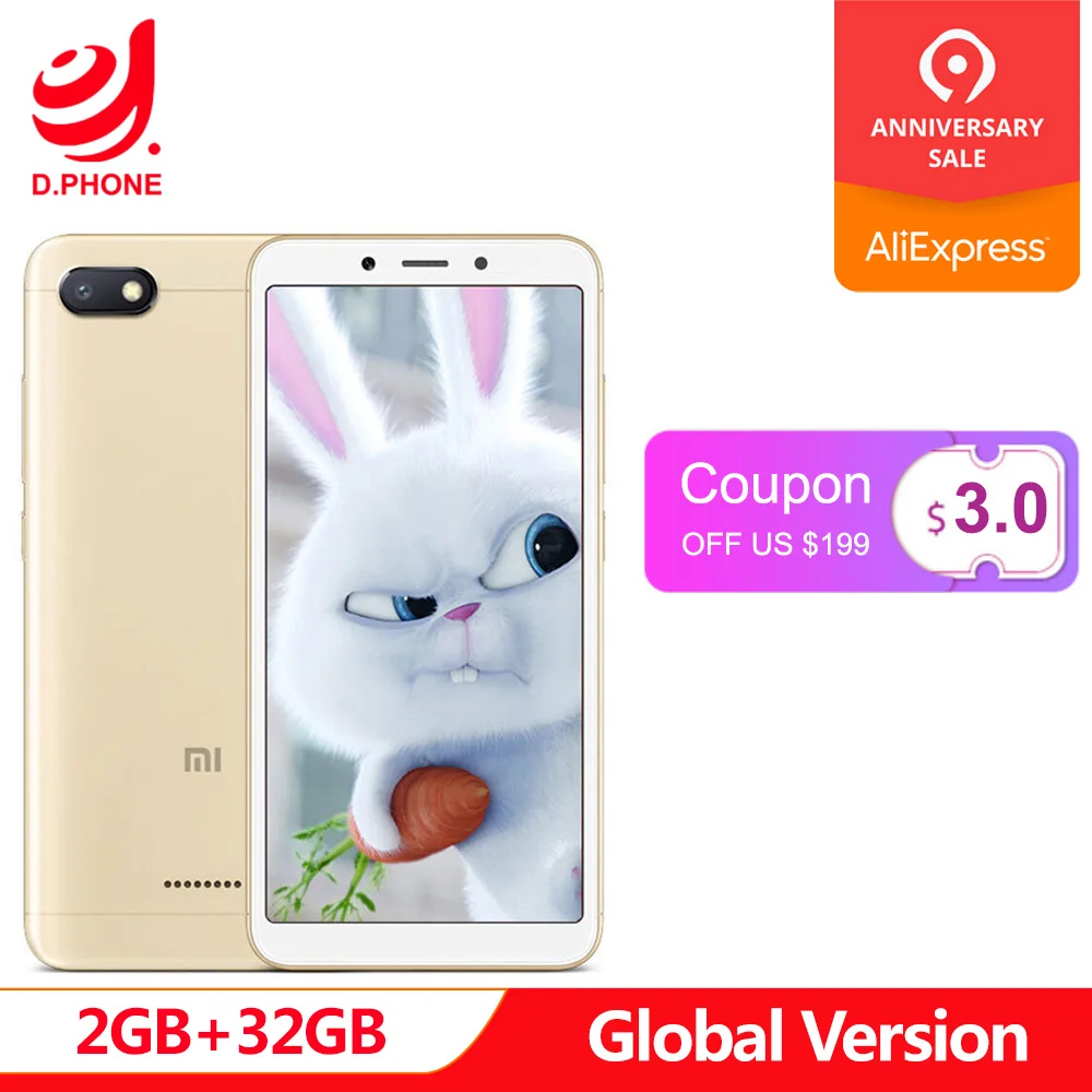 Spain Global Version Xiaomi Redmi 6A 6 A 18:9 Helio A22 MIUI 9 2GB RAM 32GB ROM 4G LTE 13.0MP Face Recognition Smartphone
Spain Global Version Xiaomi Redmi 6A 6 A 18:9 Helio A22 MIUI 9 2GB RAM 32GB ROM 4G LTE 13.0MP Face Recognition Smartphone