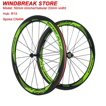 

WINDBREAK Carbon Wheels 700C Road Bike Wheelset Clincher Cycling Bicycle Wheel Tubular R13 hub 23mm Width Road Wheels