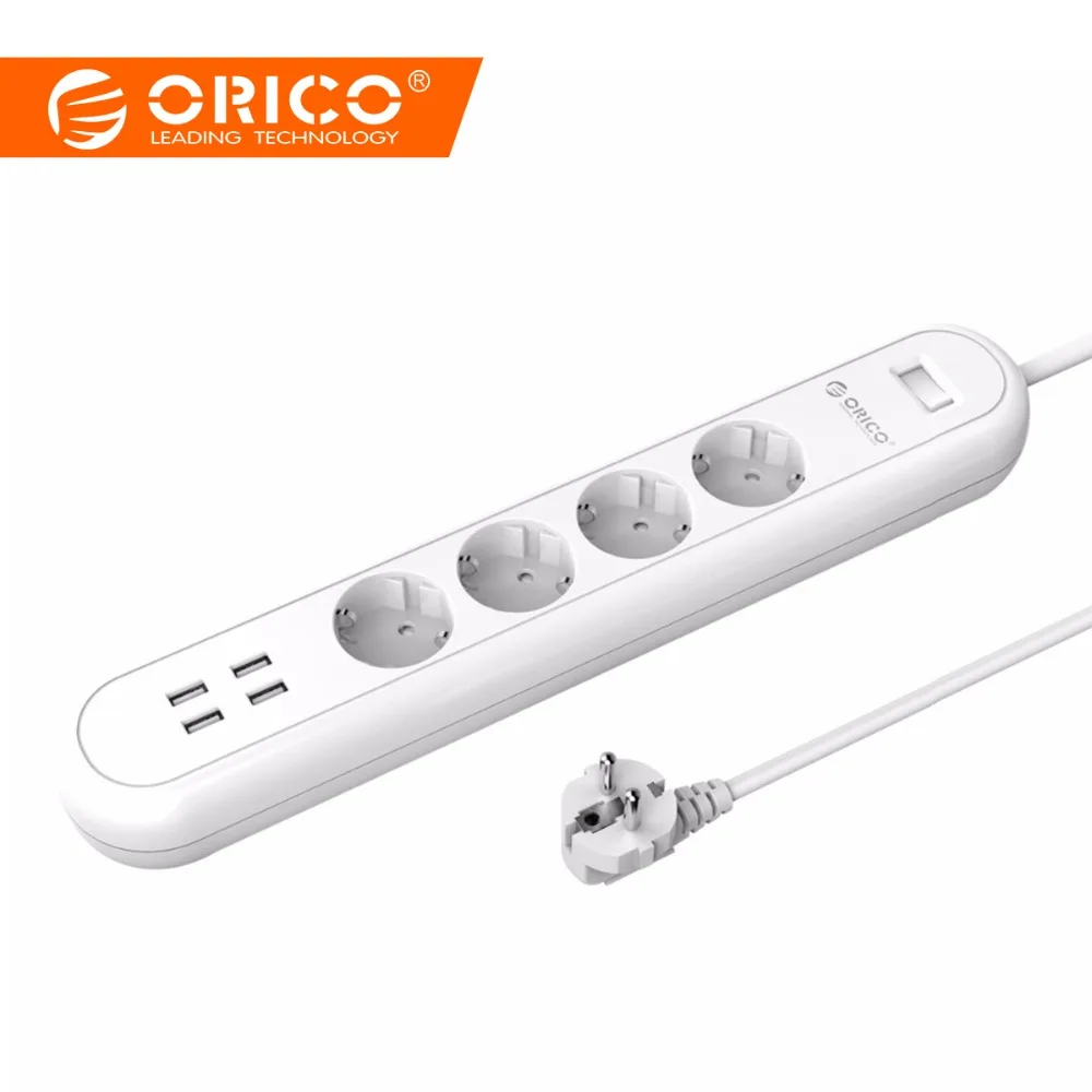 ORICO Smart USB Power Strip Socket EU Plug Overload Switch Surge Protector 4 Outlet with USB Charger 4 Ports-1.5M Power Cord
ORICO Smart USB Power Strip Socket EU Plug Overload Switch Surge Protector 4 Outlet with USB Charger 4 Ports-1.5M Power Cord