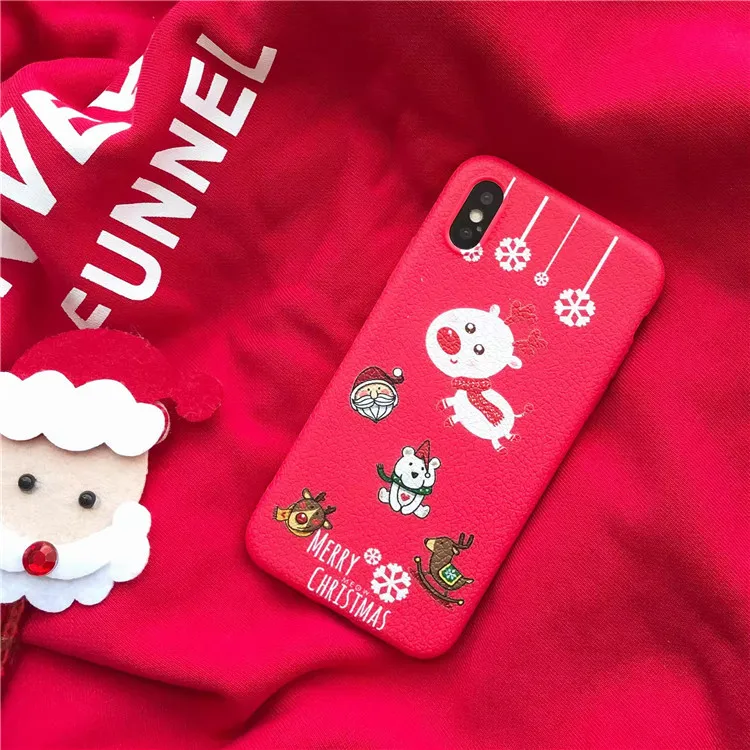 Krimisy Cute Merry Christmas Tree Candy Santa Claus Reindeer Couple for iPhone Case for iPhone 6 6S 7 8 Plus X Xs Max XR Case