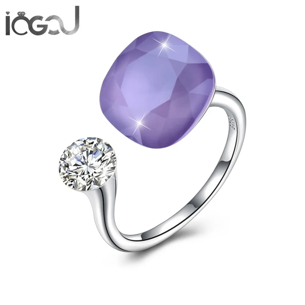 IOGOU 925 Sterling Silver Square Purple Crystals From Swarovski Cushion Solitaire Zirconia Open Rings Ladie's Ring Wholesales
IOGOU 925 Sterling Silver Square Purple Crystals From Swarovski Cushion Solitaire Zirconia Open Rings Ladie's Ring Wholesales