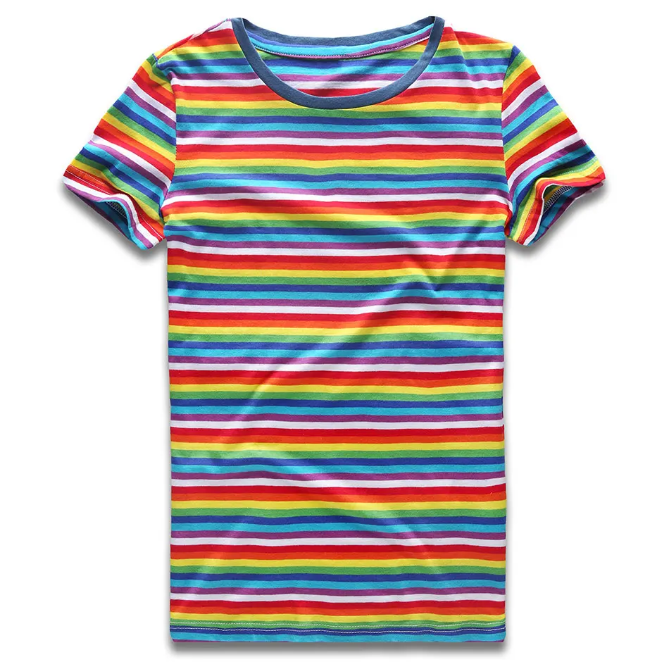 Rainbow Striped for Women Round NeckT Shirts Short Sleeve Colorful Stripes Tees for Women Top Woman
Rainbow Striped for Women Round NeckT Shirts Short Sleeve Colorful Stripes Tees for Women Top Woman