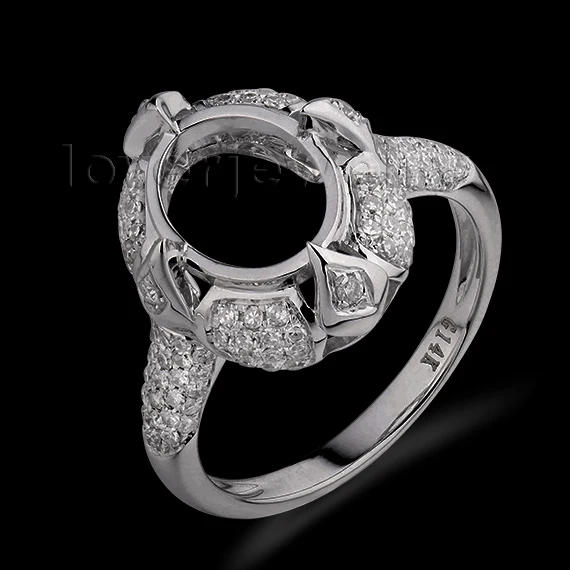 

Oval 8x10mm 14Kt White Gold Natural Diamond Semi Mount Engagement Ring WU268