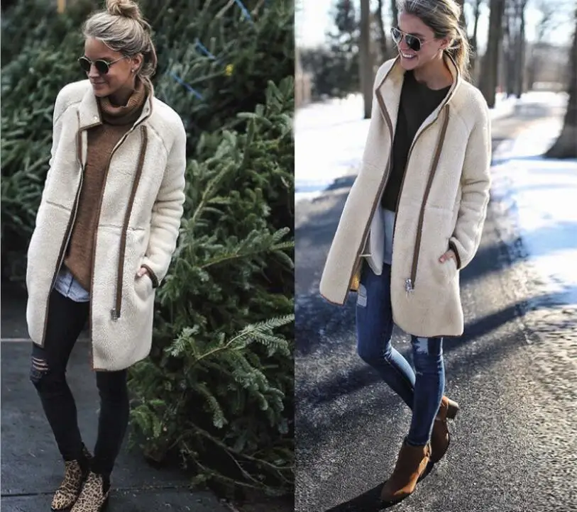 Fashion women coat stand collar zipper long sleeves loose outwear wild elegant blend Teddy soft jacket Autumn winter warm frock
Fashion women coat stand collar zipper long sleeves loose outwear wild elegant blend Teddy soft jacket Autumn winter warm frock