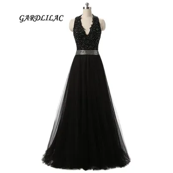 New Halter Long Prom Dress Black V-neck Evening Prom Gowns Backless With Bead Belt Wedding Party Gowns
New Halter Long Prom Dress Black V-neck Evening Prom Gowns Backless With Bead Belt Wedding Party Gowns