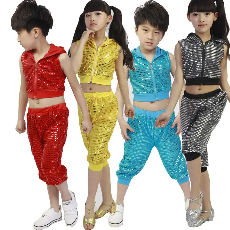 Sequins girls boys modern jazz hip hop dance costumes Kids dancewear outfit Street dance competition fancy dress
Sequins girls boys modern jazz hip hop dance costumes Kids dancewear outfit Street dance competition fancy dress