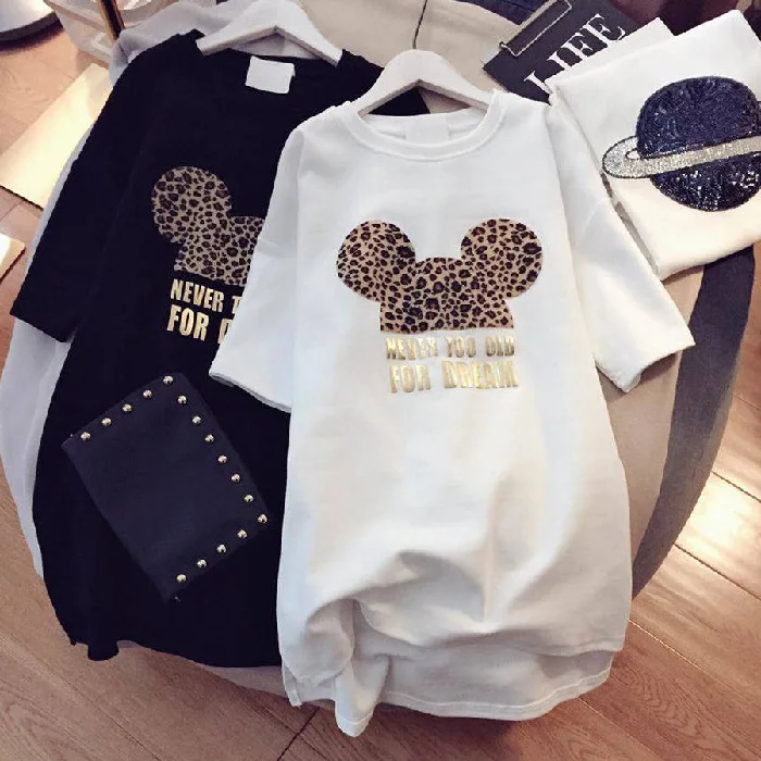 Minnie Mickey Mous Women T Shirt Korean Kawaii Tops 90s Leopard Plus Size Long T Shirts Cartoon O-Neck Korean Shirt
Minnie Mickey Mous Women T Shirt Korean Kawaii Tops 90s Leopard Plus Size Long T Shirts Cartoon O-Neck Korean Shirt