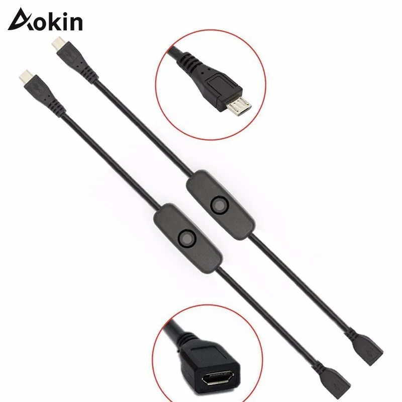 Удлинитель питания Aokin для Raspberry PI 3 USB кабель с переключателем вкл/выкл