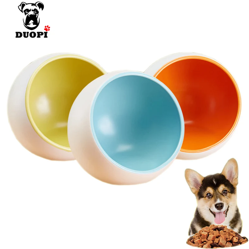 Image Duopi Dog Feeders Ceramics Pet Dog Bowls Lovely Puppy Cats Food  Dishes Candy Color Kitty Doogie Food Container