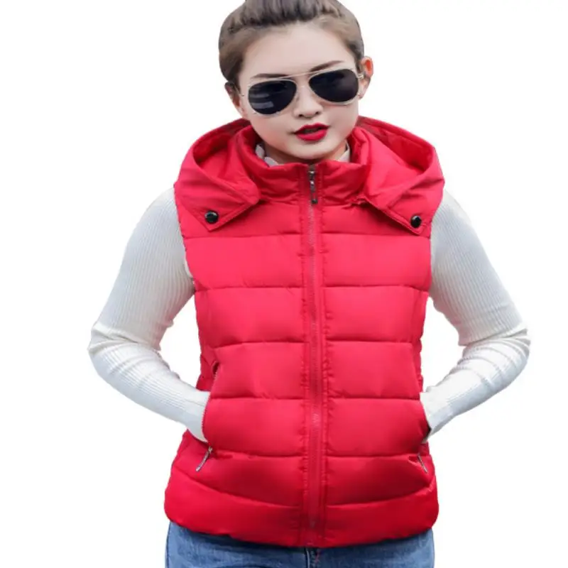 

ENLU Autumn Winter Vest Women Waistcoat Female Sleeveless Jacket Detachable Hood Warm Long Vest Jacket Colete Feminino Plus Size