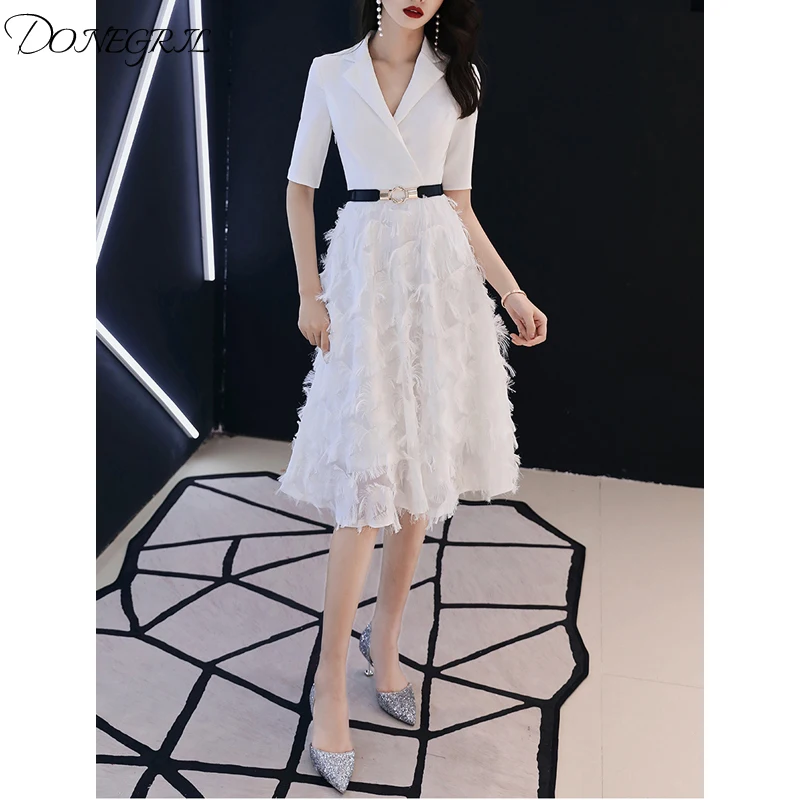 High quality 2019 spring and summer new temperament noble feathers slim half sleeve dress
High quality 2019 spring and summer new temperament noble feathers slim half sleeve dress