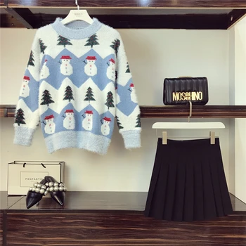 2019 New Spring Fashion Women's Sets Cute Christmas Snowman Knitting Tops + High Waist Short Pleated Skirts Students Suits
2019 New Spring Fashion Women's Sets Cute Christmas Snowman Knitting Tops + High Waist Short Pleated Skirts Students Suits
