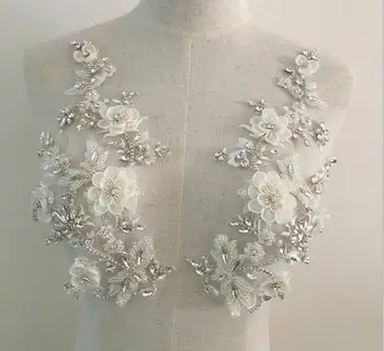 Rhinestone bead applique with 3D artificial flower, handmade rhinestone applique for bridal sash, bridal headpiece, one piece
Rhinestone bead applique with 3D artificial flower, handmade rhinestone applique for bridal sash, bridal headpiece, one piece