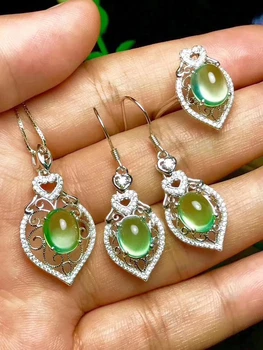 Fashion Natural green prehnite Water drops Ring Pendant Earrings Natural Gemstone Jewelry Set 925 Silver Women party jewelry
Fashion Natural green prehnite Water drops Ring Pendant Earrings Natural Gemstone Jewelry Set 925 Silver Women party jewelry