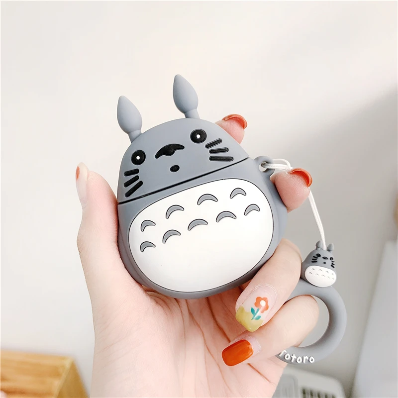 Чехол для AirPods 2 милый мультяшный чехол наушников Totoro Apple Airpods с ремешком на