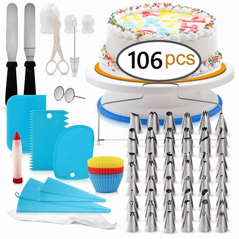 Transhome Multi-function Cake Decorating Tips Set 106 Pcs/Set Pastry Nozzles/Bag Cake Turntable Stand Baking Tools For Cakes
Transhome Multi-function Cake Decorating Tips Set 106 Pcs/Set Pastry Nozzles/Bag Cake Turntable Stand Baking Tools For Cakes