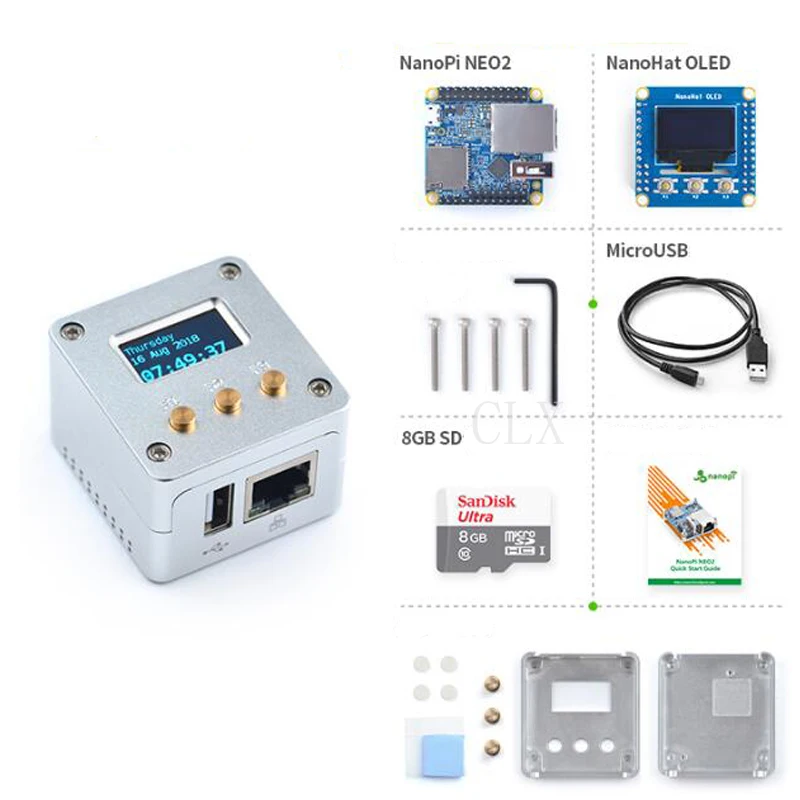 Nanopi NEO2 All Metal Aluminum Housing Kit with OLED Display Ubuntu v1.1 LTS Development Board Faster than Raspberry PI 40X40mm
Nanopi NEO2 All Metal Aluminum Housing Kit with OLED Display Ubuntu v1.1 LTS Development Board Faster than Raspberry PI 40X40mm