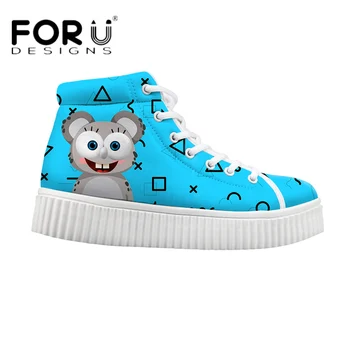 FORUDESIGNS Blue Cute Cartoon Cat Pattern Women High Top Flats Shoes Fashion Women's Casual Sneakers Platform Height Increasing
FORUDESIGNS Blue Cute Cartoon Cat Pattern Women High Top Flats Shoes Fashion Women's Casual Sneakers Platform Height Increasing