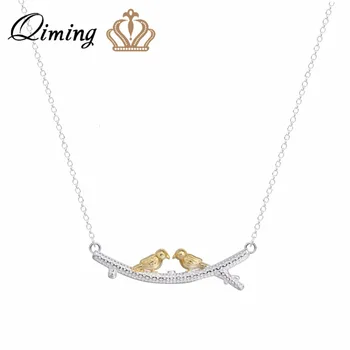 QIMING Delicate Bird Necklace lovely Golden Two Bird on Branch Leaves 16" Chain Necklace fashion Women Jewelry
QIMING Delicate Bird Necklace lovely Golden Two Bird on Branch Leaves 16" Chain Necklace fashion Women Jewelry