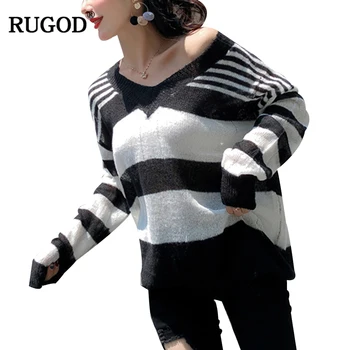 RUGOD korean Striped Women Sweater and Pullovers 2019 Autumn Sexy V Neck Thin Knitwear Top Female Color Block Sweater Pull Femme
RUGOD korean Striped Women Sweater and Pullovers 2019 Autumn Sexy V Neck Thin Knitwear Top Female Color Block Sweater Pull Femme