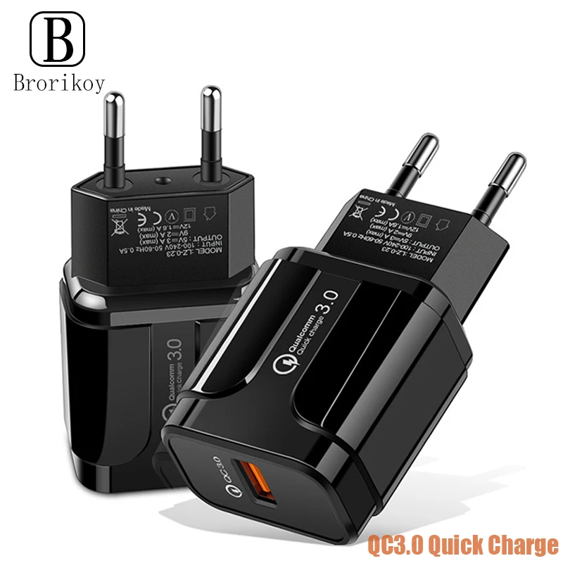 

For iPhone Hauwei Xiaomi HTC Samsung QC3.0 USB Charger Quick Charge Plug Mobile Phone Wall US EU Fast Charger Universal Adapter