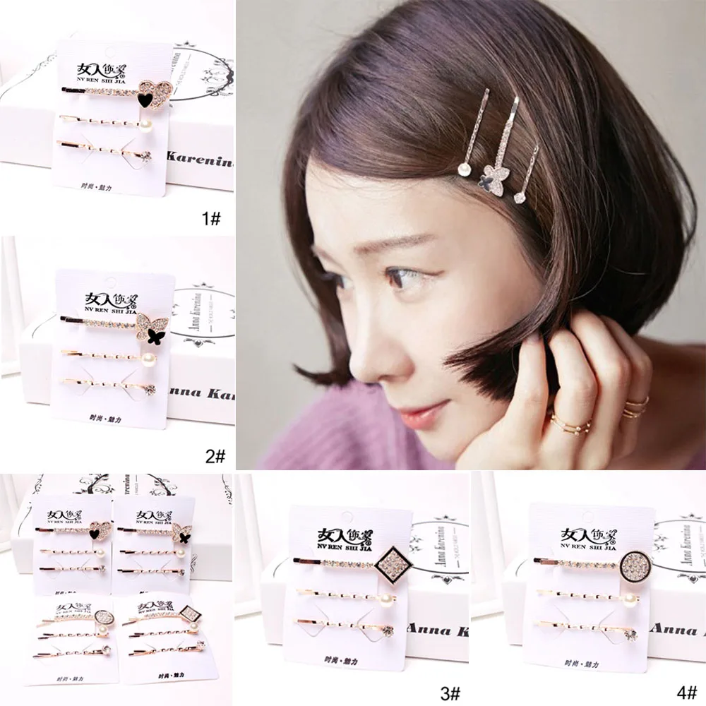 3 Pcs/Set Korean Style Girls Hair Clips Crystal Rhinestone Barrettes Hairpins for women Headwear Hairgrip Hair Accessories Hot
3 Pcs/Set Korean Style Girls Hair Clips Crystal Rhinestone Barrettes Hairpins for women Headwear Hairgrip Hair Accessories Hot