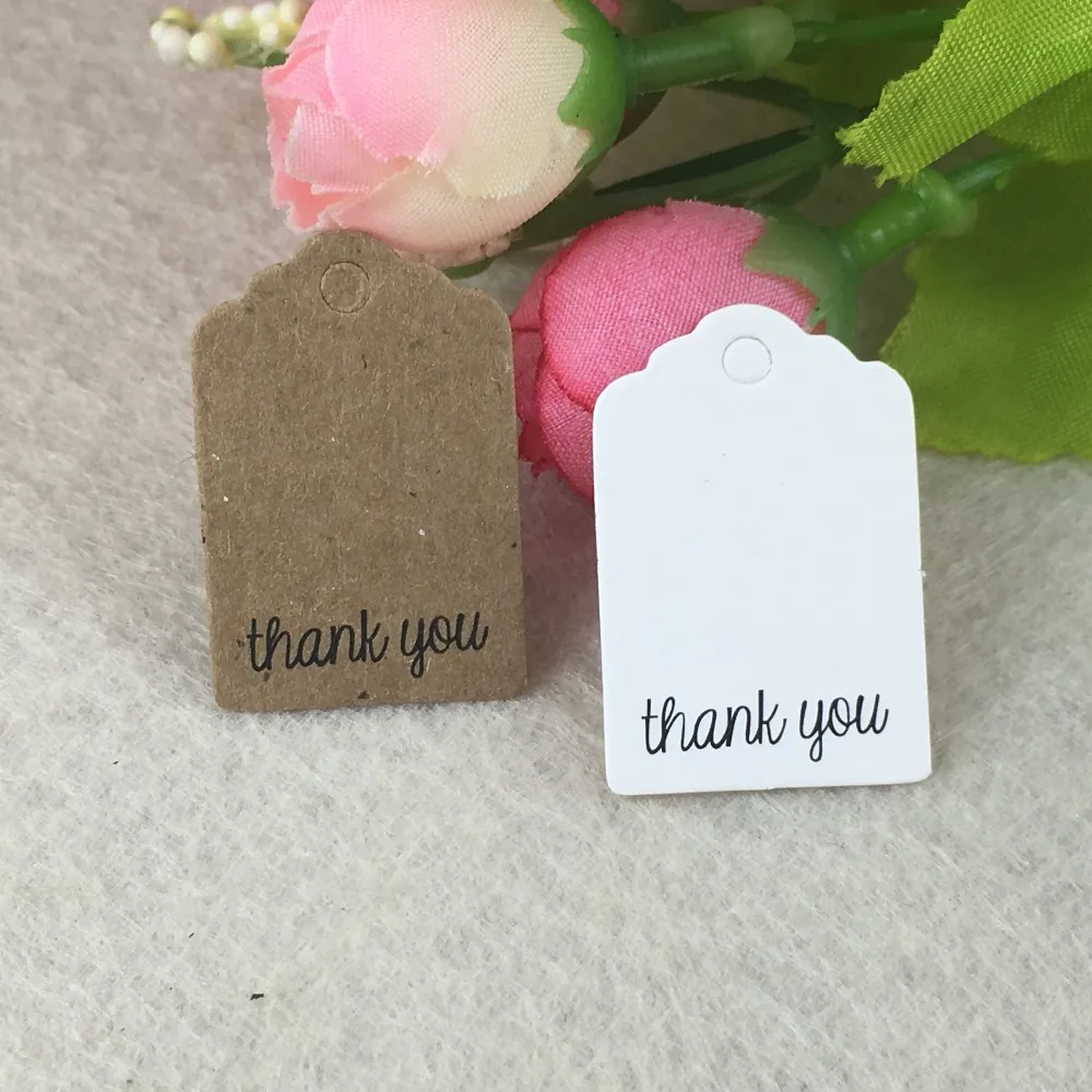 

100pcs 3*2cm Kraft Thank You Tags HandMade Gift Tags DIY Paper Tags Packing Labels Blank Hang Tag Paper Card for box/handicraft