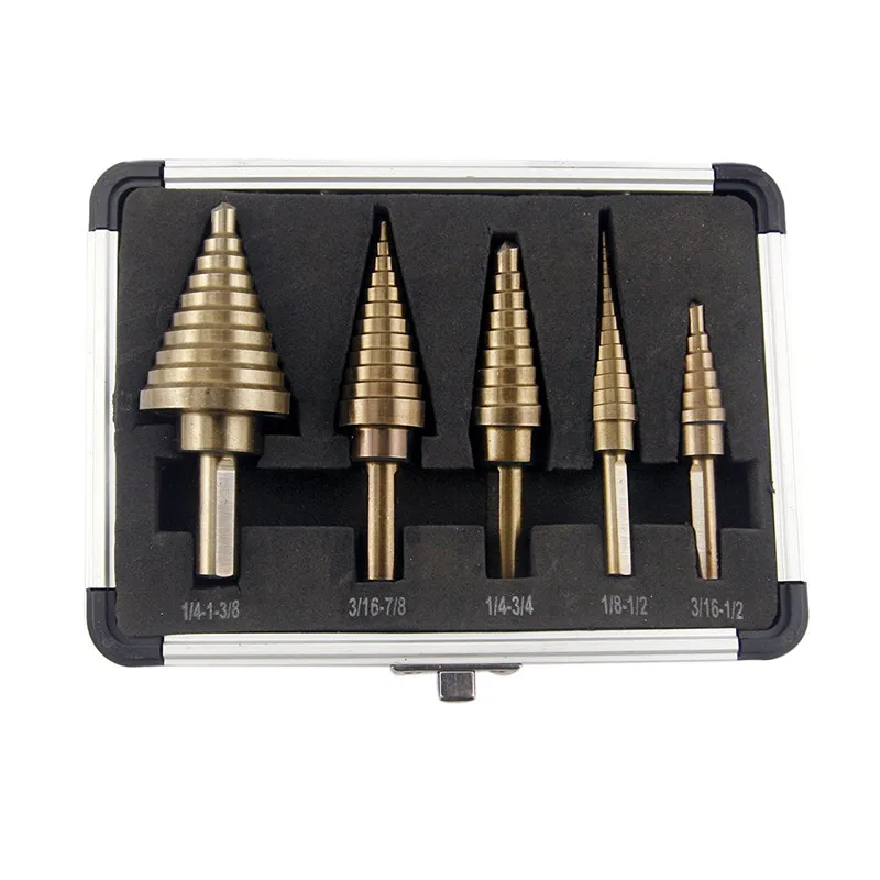 hot sale 5pc Large Cobalt Step Drill Bit with Case HSS Step Titanium Core Drill Multiple Hole Cutter Drill Bit Set Tool
hot sale 5pc Large Cobalt Step Drill Bit with Case HSS Step Titanium Core Drill Multiple Hole Cutter Drill Bit Set Tool
