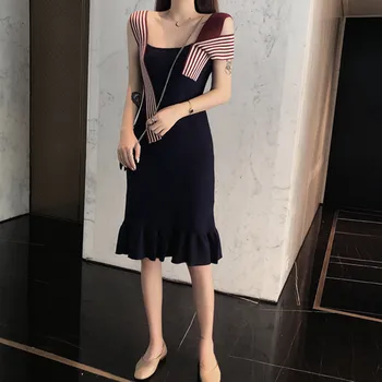 Aihuyigui 2019 summer sweet sexy striped stitching sleeveless open back dress women slash Neck knitwear mermaid Dress DR292
Aihuyigui 2019 summer sweet sexy striped stitching sleeveless open back dress women slash Neck knitwear mermaid Dress DR292