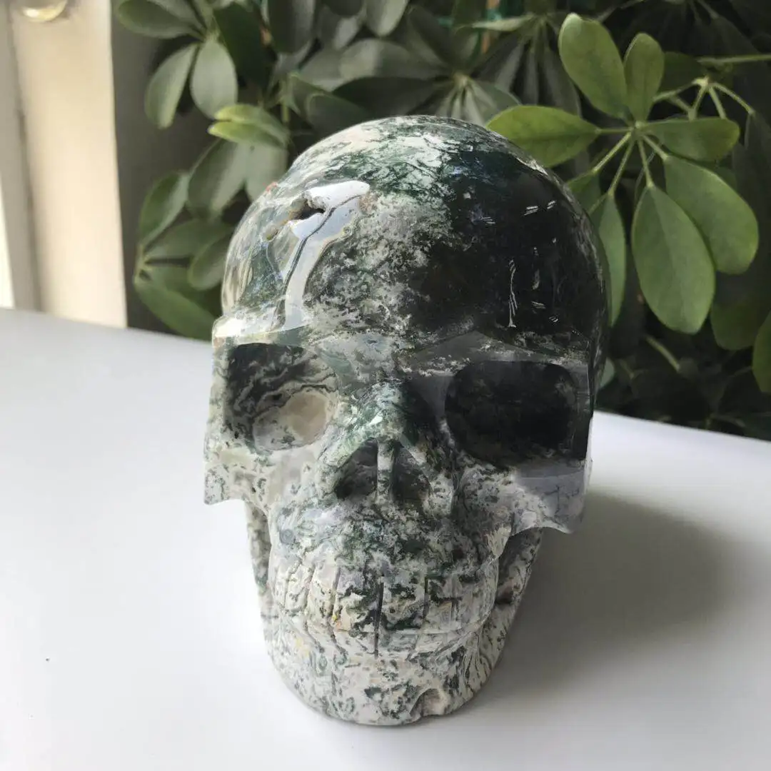 6" Amazing Healing Crystal Reiki Crystal Skull Natural Aquatic Moss Agate Quartz Carved 3.16kg free shipping JM
6" Amazing Healing Crystal Reiki Crystal Skull Natural Aquatic Moss Agate Quartz Carved 3.16kg free shipping JM