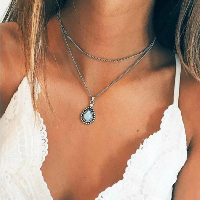 New Fashion Pendant double necklace Water Drop Stone Necklace boho choker necklace collar Women Statement Jewelry Bijoux
New Fashion Pendant double necklace Water Drop Stone Necklace boho choker necklace collar Women Statement Jewelry Bijoux