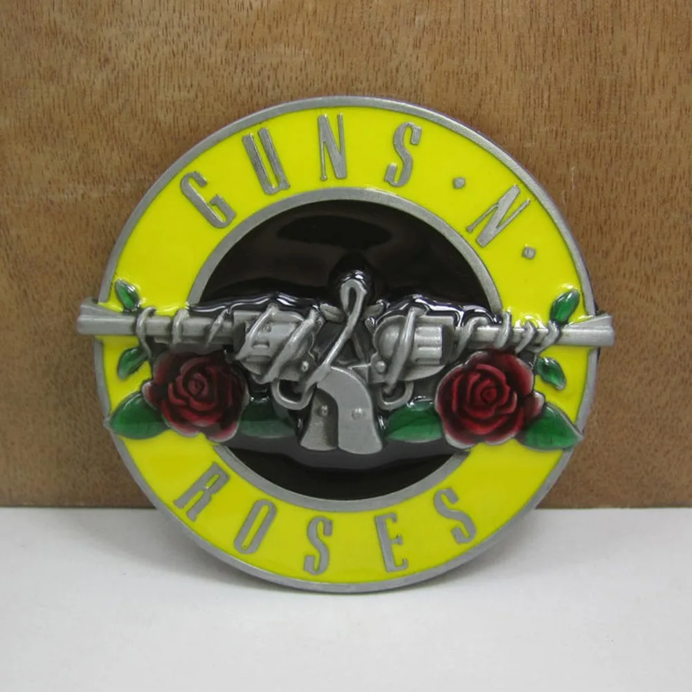 Ковбойские джинсы BuckleClub из цинкового сплава с надписью guns and roses Подарочный