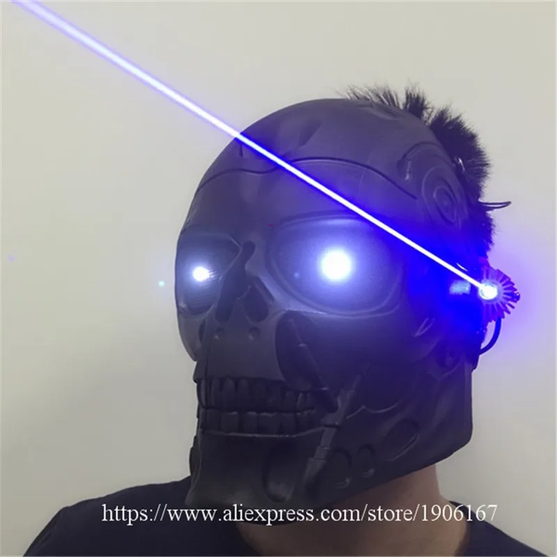 Led luminous laserman show party halloween mask 03