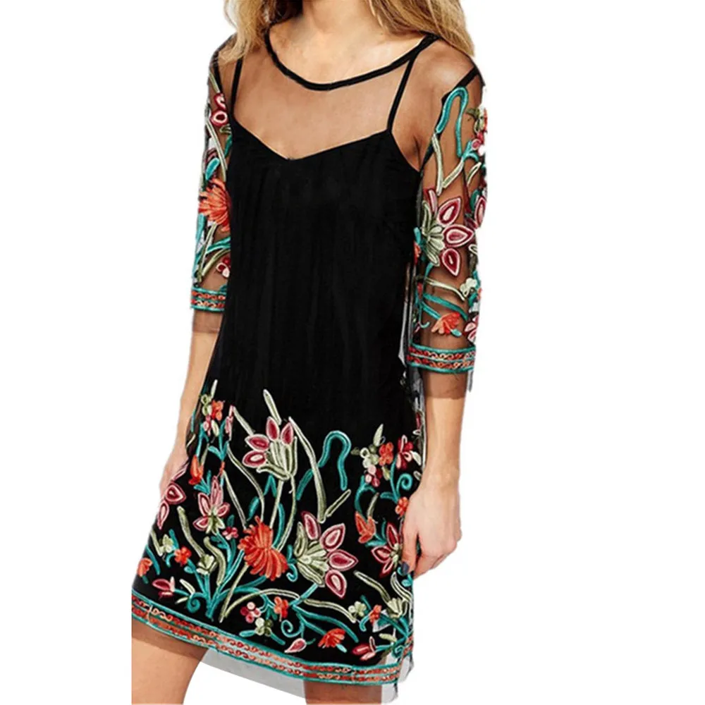 Summer Dress For Women Vintage Lace Embroidered Floral Half Sleeve O-Neck Dress See Through Dress Mini Dress
Summer Dress For Women Vintage Lace Embroidered Floral Half Sleeve O-Neck Dress See Through Dress Mini Dress