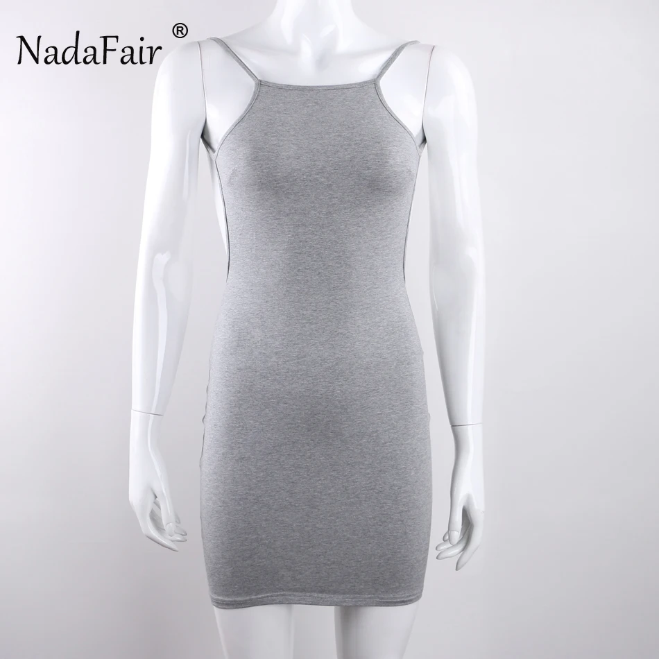 Nadafair 95% Cotton Spaghetti Strap Black Sexy Club Backless Bodycon Dress Women Summer Beach Casual Mini Dress 18