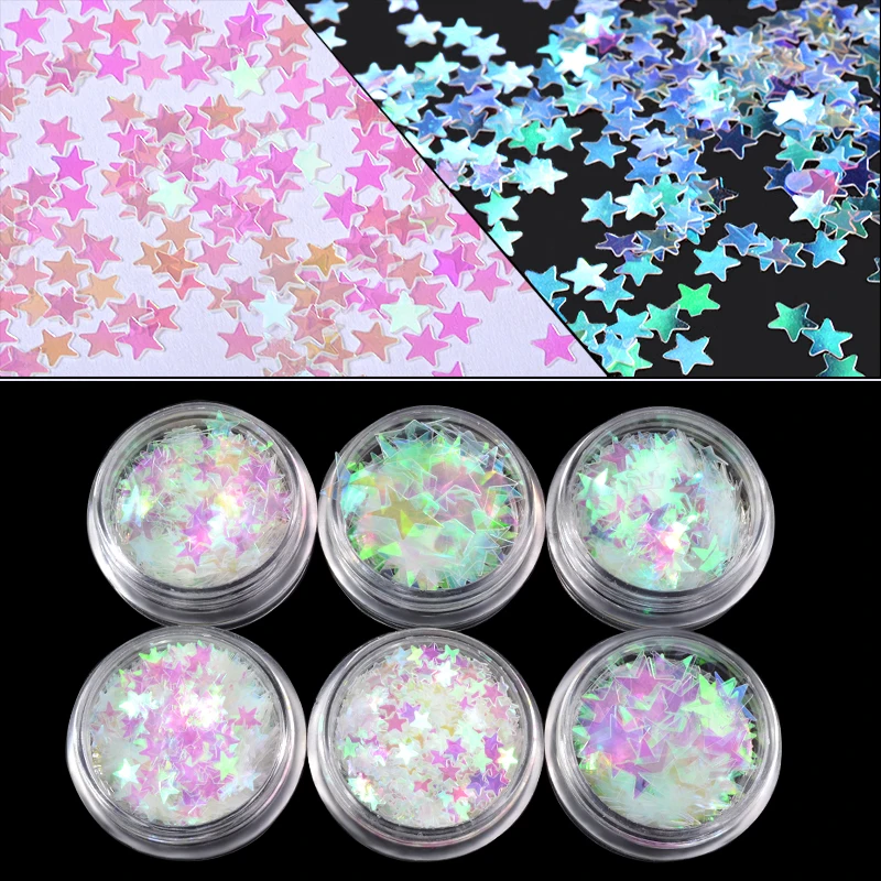 6Pcs/Set Semi Transparent Star Shape Nail Glitter Sequins Aurora Tips Paillettes For DIY Shining Manicure Nail Art Decorations
6Pcs/Set Semi Transparent Star Shape Nail Glitter Sequins Aurora Tips Paillettes For DIY Shining Manicure Nail Art Decorations