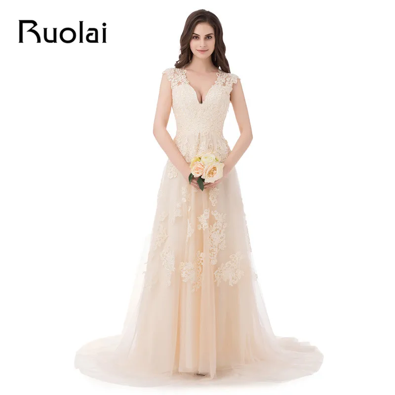Фото Реальное изображение недорогое свадебное платье с треугольным вырезом | Свадебные платья (32774042147)
