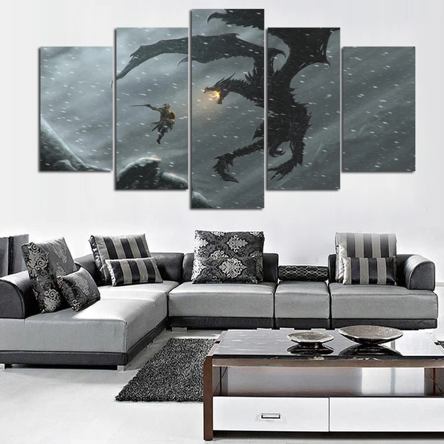 5 Piece Canvas Painting Alduin the World-Eater Dovahkiin Skyrim picture painting home decor print frame wall art WE-1554
5 Piece Canvas Painting Alduin the World-Eater Dovahkiin Skyrim picture painting home decor print frame wall art WE-1554