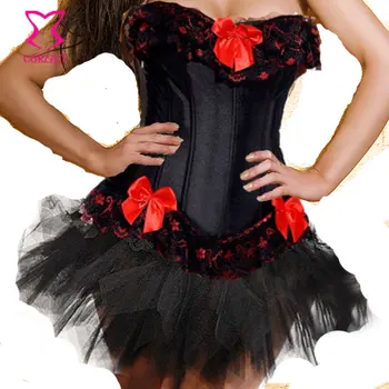 Corzzet Black Satin Steel Boned Gothic Corset With Skirt Sexy Lingerie Hot Adult Women Plus Size 6XL Waist Trainer Corset Set 
Corzzet Black Satin Steel Boned Gothic Corset With Skirt Sexy Lingerie Hot Adult Women Plus Size 6XL Waist Trainer Corset Set