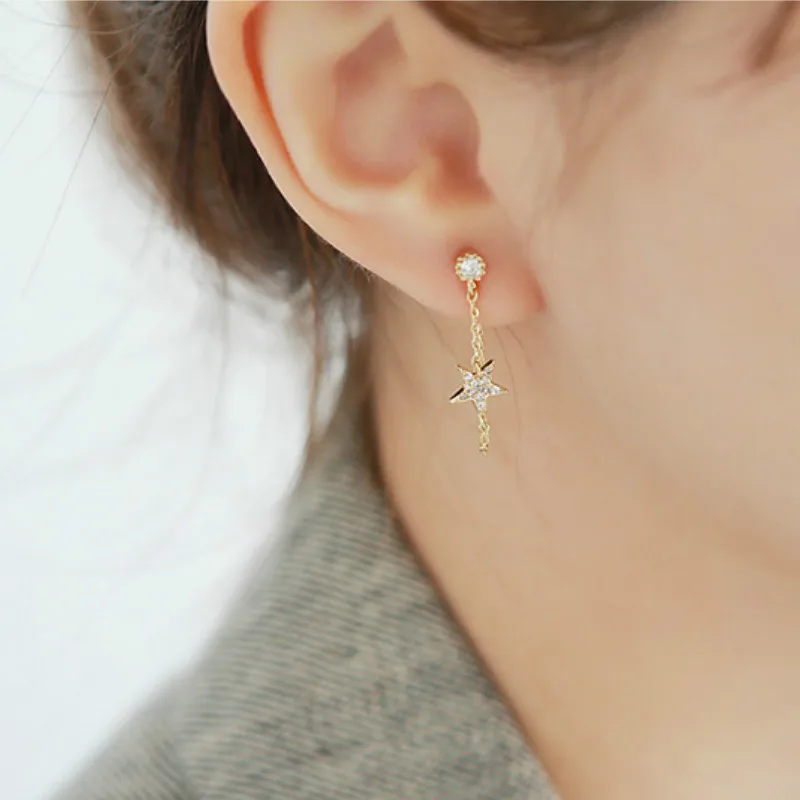 925 Sterling Silver Ear Studs Fashion Crystal Stars After Hanging Earrings Accessories Anti Allergy
925 Sterling Silver Ear Studs Fashion Crystal Stars After Hanging Earrings Accessories Anti Allergy