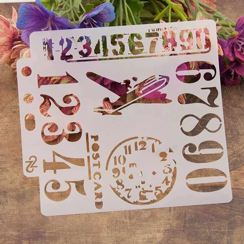 

13cm Plane Clock Numbers Layering Stencils Wall Painting Scrapbooking Stamping Embossing Album Decorative Paper Card Template