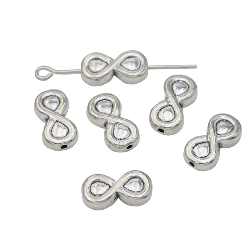 

JAKONGO Infinity Love Spacer Beads Antique Silver Plated Loose Beads for Jewelry Making Bracelet DIY Handmade Craft 20PCS 12x6mm