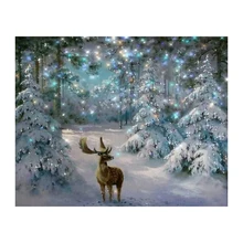Era, Hewan Rusa Berlian Mosaik Handmade Salju Berlian Lukisan Cross Stitch Berlian Bordir Pola Rhinestones Seni Baru XU(China)