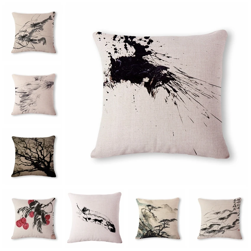 Chinese Ink Painting Cushion Cover Woven Linen Family Affection Sofa Car Seat Family Home Decorative Throw Pillow Case
Chinese Ink Painting Cushion Cover Woven Linen Family Affection Sofa Car Seat Family Home Decorative Throw Pillow Case