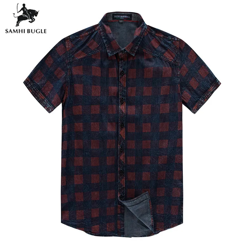 USA Size M-XXXL 2019 Summer Men Short Sleeve Casual Shirt Cotton Plaid Denim Shirt Social Business Shirt Men Checked Shirts
USA Size M-XXXL 2019 Summer Men Short Sleeve Casual Shirt Cotton Plaid Denim Shirt Social Business Shirt Men Checked Shirts