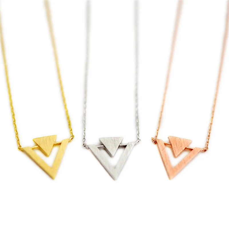 Fashion triangle necklaces Triangle insert geometric pendant necklaces Personality of superposition triangle necklaces for women
Fashion triangle necklaces Triangle insert geometric pendant necklaces Personality of superposition triangle necklaces for women